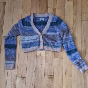 Aritzia Sunday Best Women's Size Small Cropped Multicolor Striped Cardigan